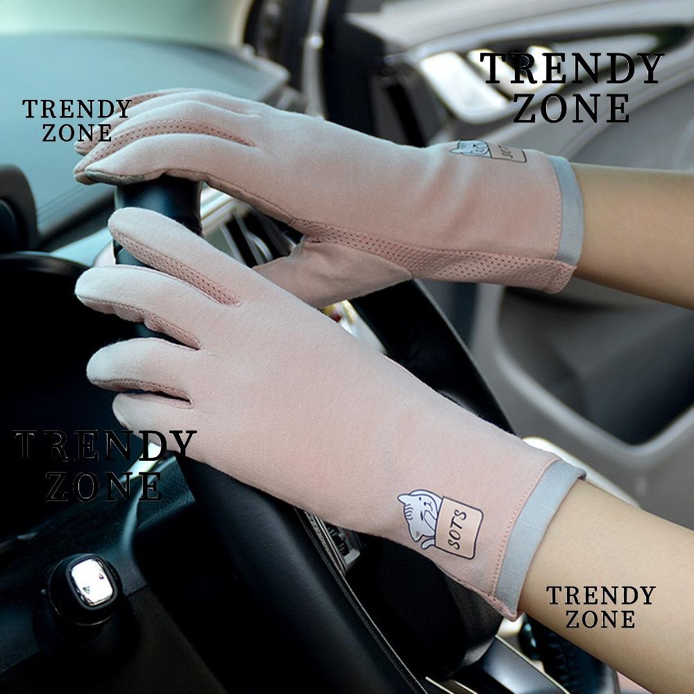 Trendyzone ถุงมือกันแดดผู้หญิง, ผ้าฝ้ายสแปนเด็กซ์ขับรถถุงมือกันแดดกันลื่นหน้าจอสัมผัส UV สุภาพสตรี