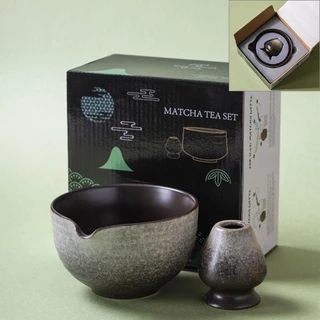 HOLIZZY ชามมัทฉะ, พร้อมเทพวยเซรามิค Matcha Whisk Holder, Textured Gradient สีReusable Matcha Making Kit คนรักชา