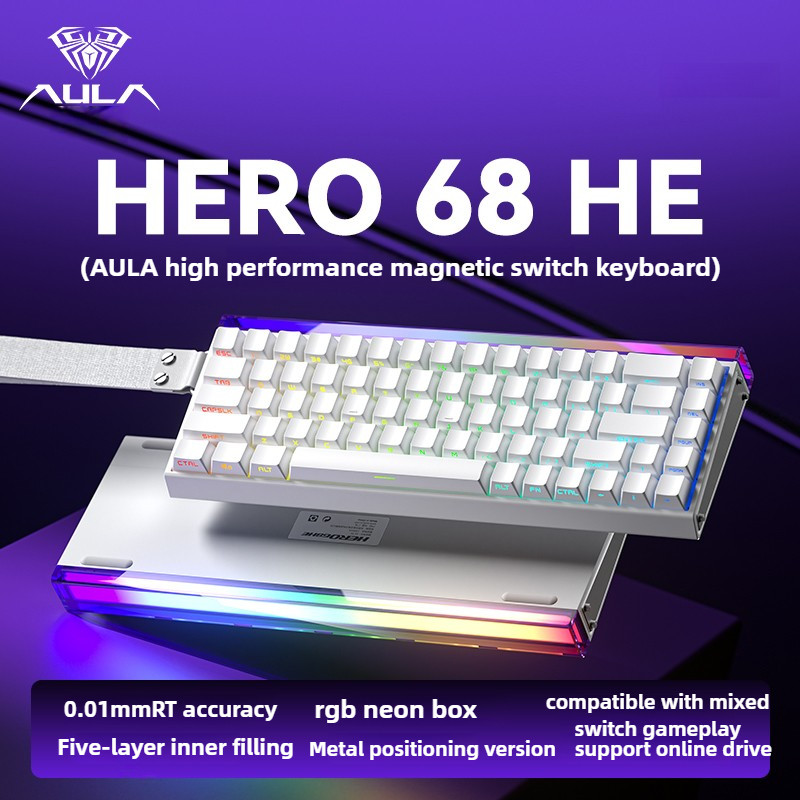 AULA Hero68 He Magnetic Switch คีย์บอร์ดแบบมีสาย Lightbox RT0.01 คีย์บอร์ดแบบกําหนดเองทริกเกอร์สูงสํ