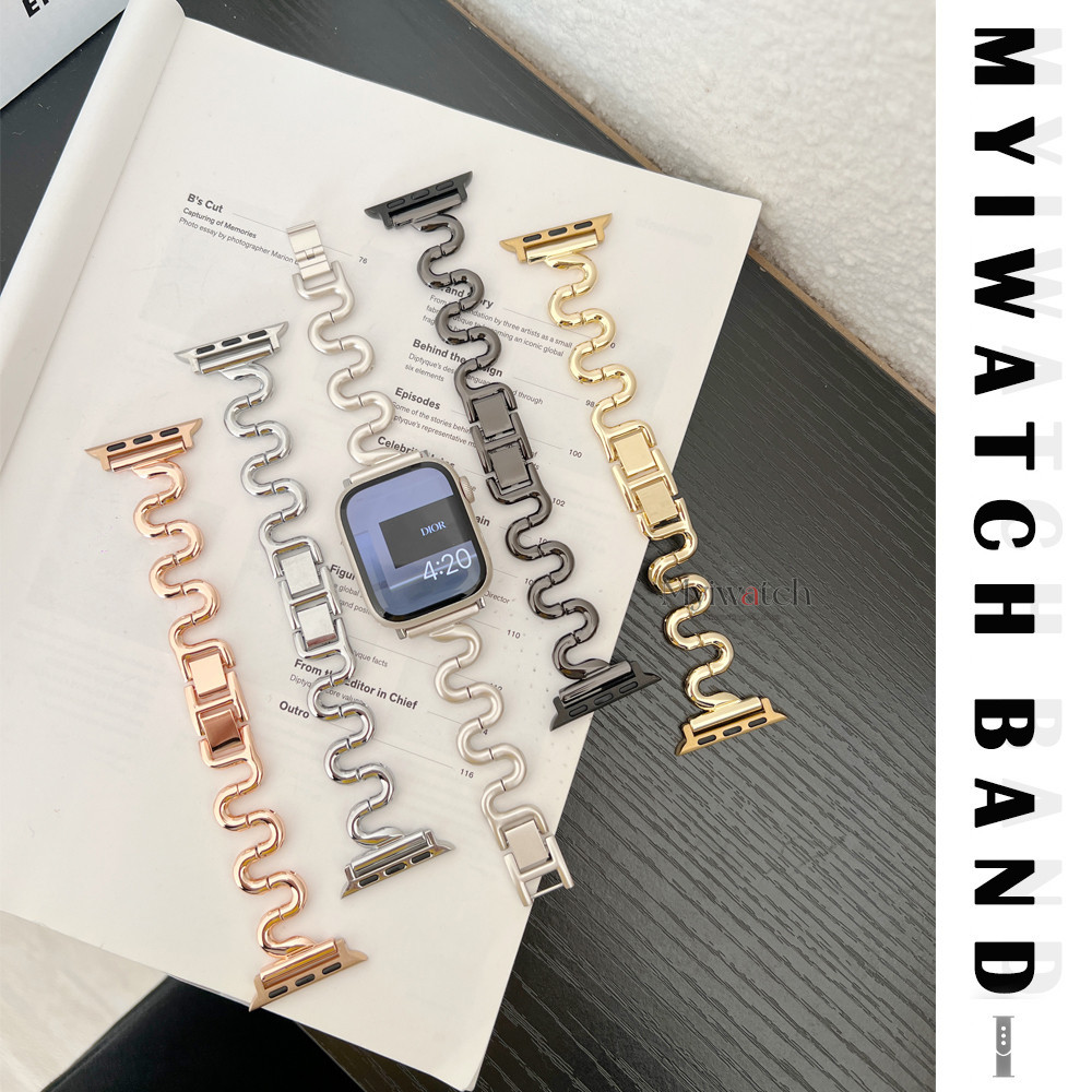 Creative S-shaped สายโลหะสําหรับ iWatch series 11 10 9 8 7 6 SE 5 4 3 2 1 ที่ไม่ซ้ํากัน Casual Design Band สําหรับ iWatch Band 46 มม.49 มม.45 มม.44 มม.41 มม.40 มม.38 มม.42 มม.อุปกรณ์เสริมสวมใส่