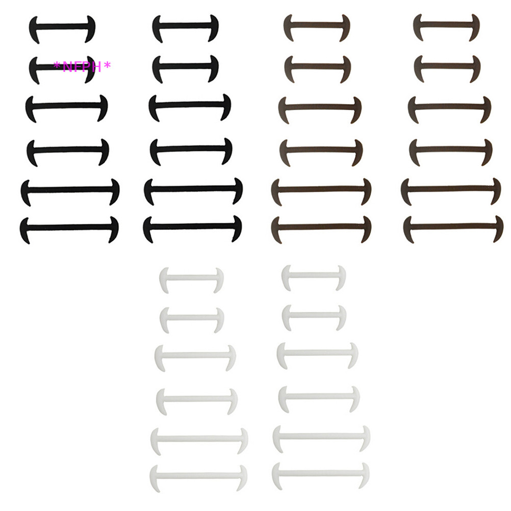 NFPH> 12 ชิ้นยืดหยุ่นฟรี Tying Tie ขี้เกียจซิลิโคนเชือกผูกรองเท้าชุดรองเท้า Laces ใหม่