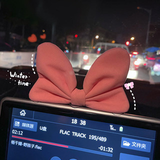 โบว์น่ารัก สีชมพู สีแดง สําหรับตกแต่งคอนโซลกลางรถยนต์