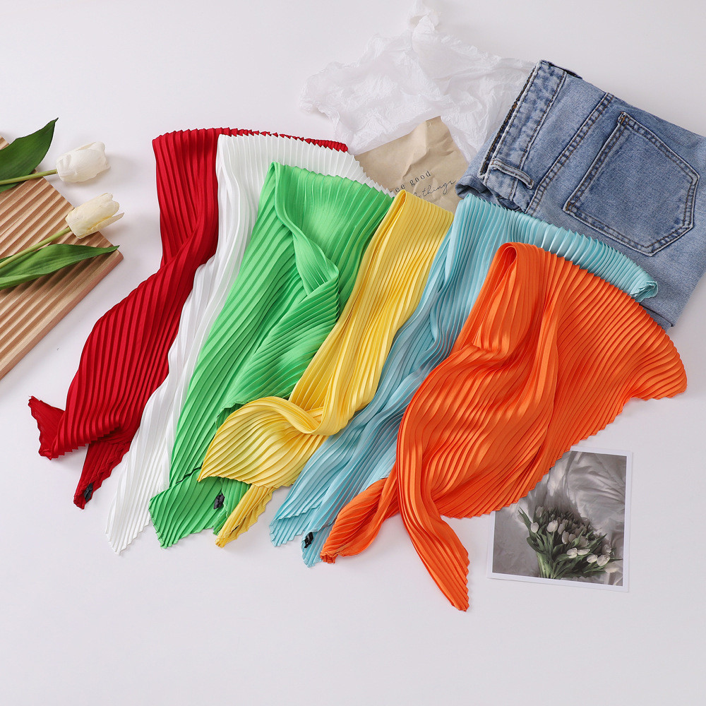 ผ้าพันคอ ผ้าซาติน และผ้าโพกหัว แบบนิ่ม ขนาด 70 ซม. สีพื้น สําหรับตกแต่งผม
