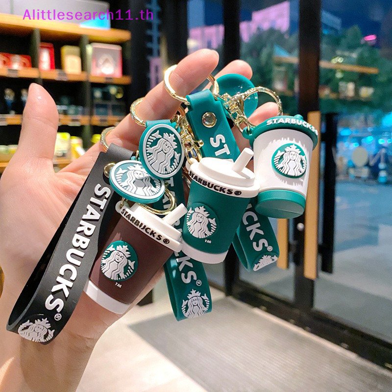 Alittlesearch11 พวงกุญแจ จี้ตุ๊กตาหมี Starbucks สามมิติ สีดํา สําหรับรถยนต์ TH