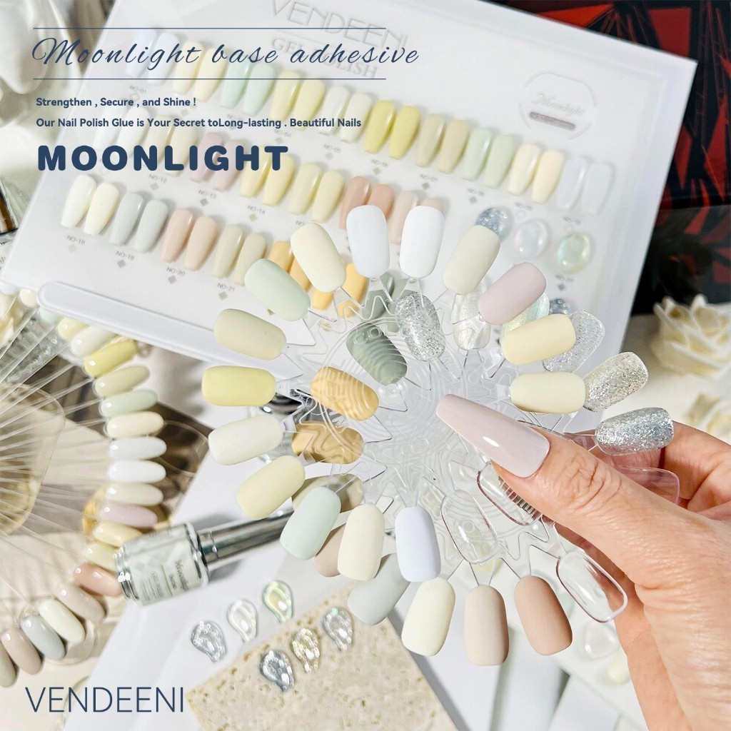 VDN ยาทาเล็บเจลโทนขาวครีม Moonlight เซต 30 สี ขวดกลมเงิน VENDEENI - Moonlight 15 ml