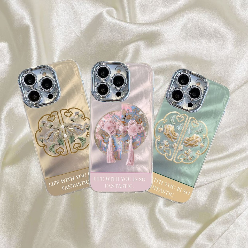 เคสป้องกันโทรศัพท์มือถือ กันกระแทก ลายดอกไม้ สไตล์จีน สําหรับ 15Promax 14Pro