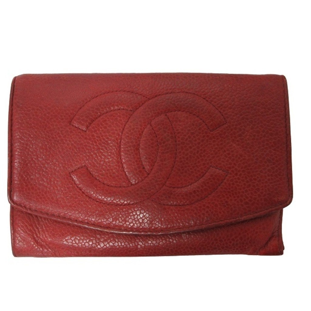 Chanel Bifold Wallet Coin Case Leather Caviar Skin Coco Mark ■WY Direct from Japan Secondhand