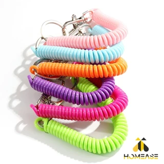 HA พวงกุญแจเชือกยางยืดหลากสี แบบยืดหดได้ Coil Springs Keychain