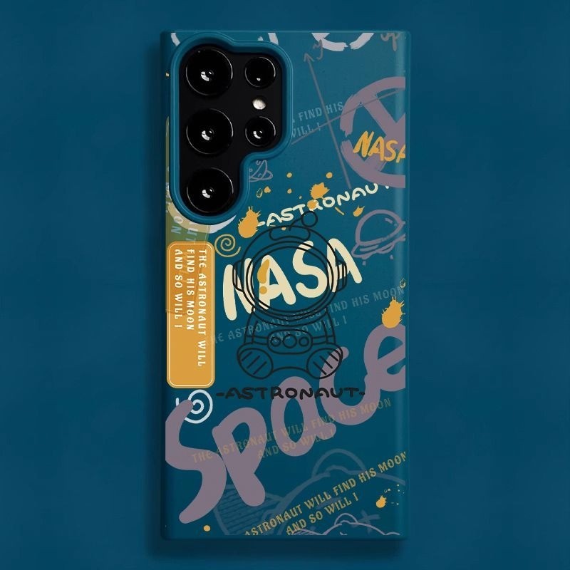 Samsung S24 Ultra กรณี NASA SPACE นักบินอวกาศฟางข ้ าวสาลี Micro Matte สําหรับ Samsung S23 Ultra S24 Plus S23 FE Galaxy S22 Ultra S21 A12 A13 A14 A53 A54 กันกระแทก