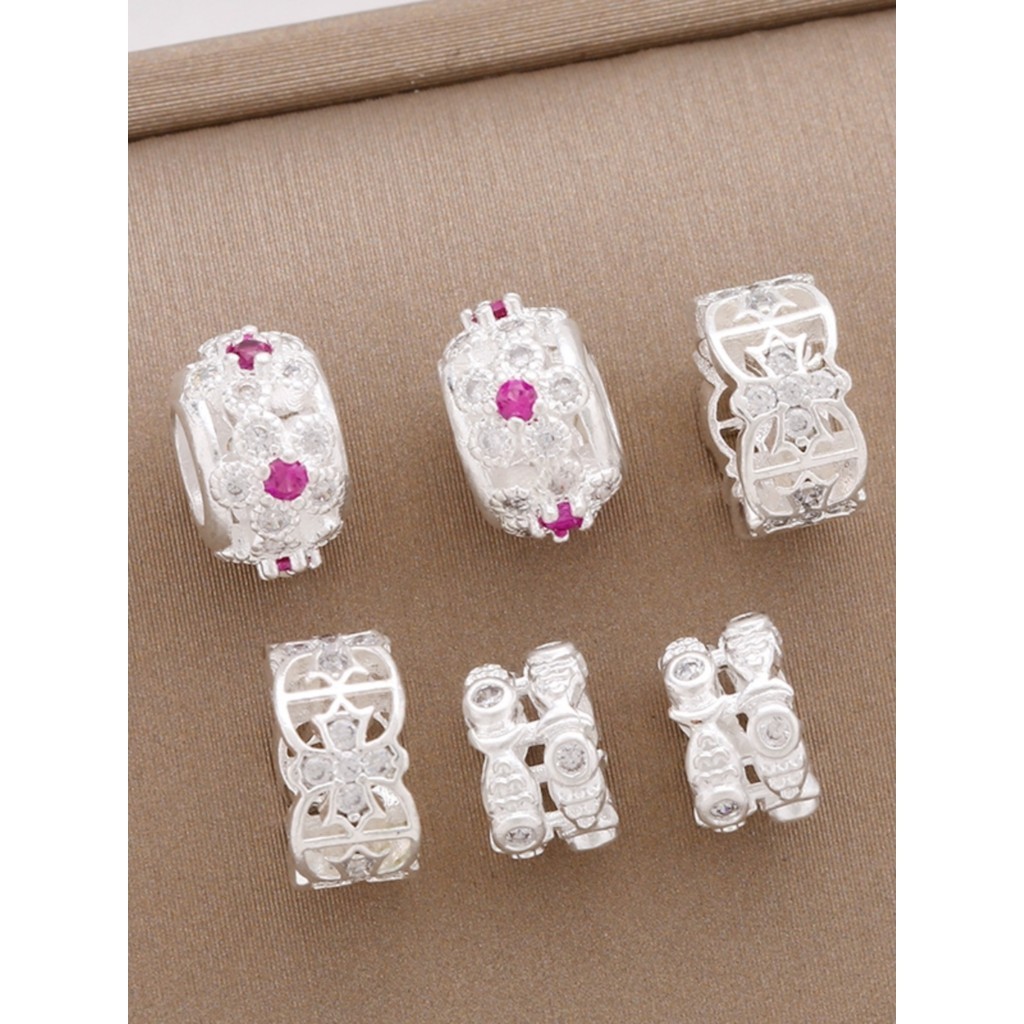 Spacer ลูกปัดทองแดง Clad เงินฝังเพทายสี Retention Hollow Passepartout diy Handmade สร้อยข้อมือลูกปัดสร้อยคอ Spacer ลูกปัดอุปกรณ์เสริม