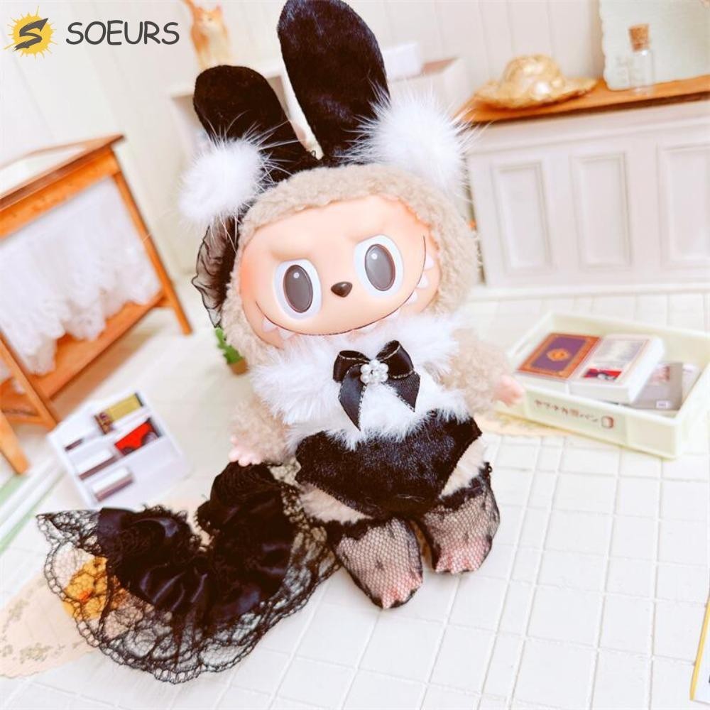 Soeurs Labubu Time Clothing, ชุดเดรสกระโปรงเจ้าหญิง 10 ซม. เสื้อผ้าตุ๊กตาลาบูบู, เสื้อกันหนาวตุ๊กตาลาบูบูน่ารัก เสื้อผ้าตุ๊กตาเด็ก ของขวัญ