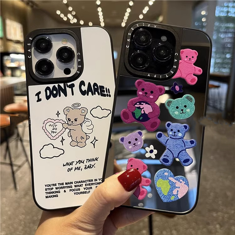 เคสไอโฟน 16/15/14/13/12/11 Pro max Colorful Bear Silicone Mirror Compatible Case iPhone 11,12,13,14,15,16,11PM,12PM,13PM,14PM,15PM,16PM