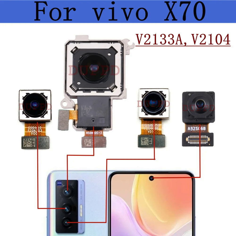 Origin ด ้ านหน ้ าด ้ านหลังกล ้ องสําหรับ Vivo X70 V2133A, V2104 กว ้ าง Periscope Telephoto กลับหลักกล ้ องโมดูล Flex สาย