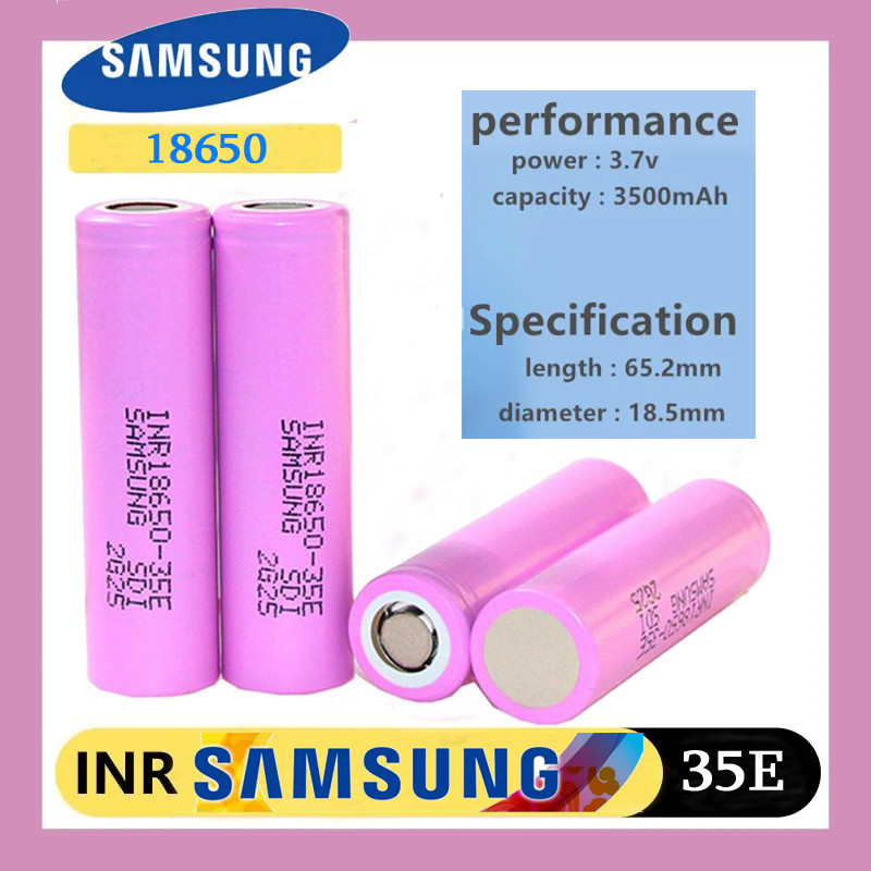 ซัมซุง ถ่านชาร์จ แบตเตอรี่ Samsung 18650 35E 3.7V - 4.2V 3500mAH หัวแบน ถ่านไฟฉาย Rechargeable lithi