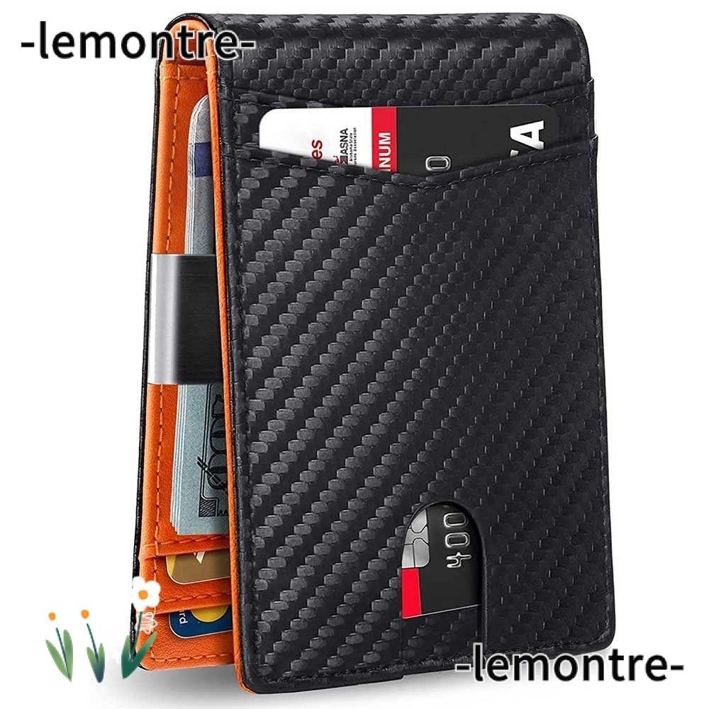 Lemontre Mens Slim Wallet Slim RFID Blocking Thin Small Wallet Front Pocket Leather Wallet