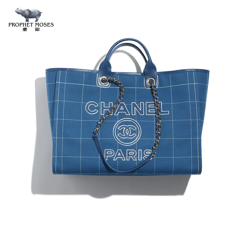 CHANEL Chanel Womens Bag 2023 New Cotton Calf Leather Contrast Brand Logo Maxi Shopping Handbag Daily Leisure