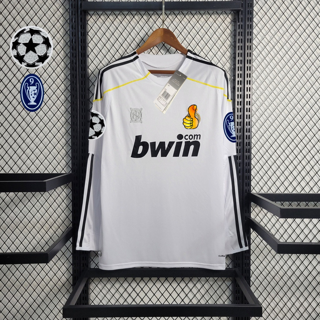 Retro2009-10 Season Real Madrid Home เสื ้ อเชิ ้ ตแขนยาวสีขาว9 # RONALDO 8 # QKA'