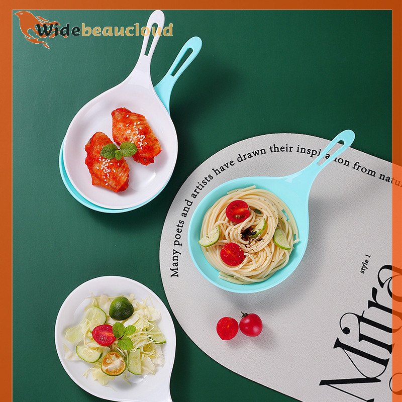 Widebeaucloud เกาหลีมือถือจานแฟชั ่ นสีขาวพร ้ อมที ่ จับขนาดใหญ ่ ช ้ อนถาดทอดไก ่ ทอดจานขนมผลไม ้ ขนมเค ้ กจานใหม ่ Nice