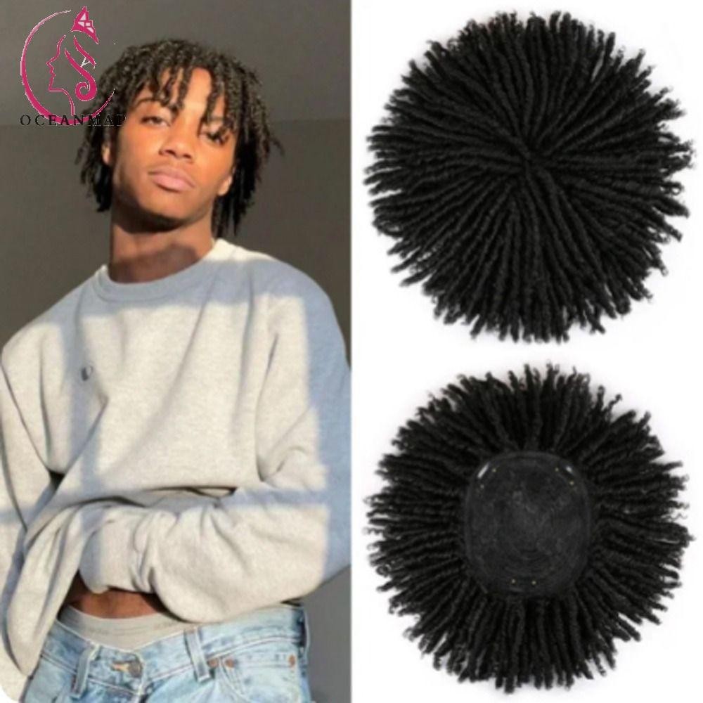 Oceanmap Locs วิกผมถัก,โครเชต์ Braids ปิด Dreadlock ผม Topper วิกผม, Braided Half Wigs คลิปนุ่ม Handmade วิกผมสั้น Dreads สําหรับผู้ชายผู้หญิง