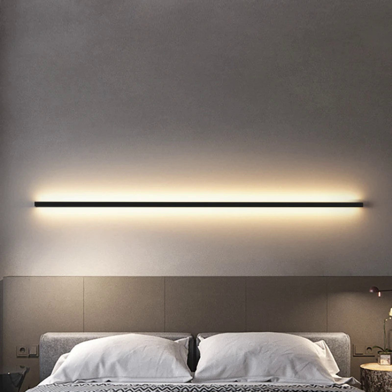 โมเดิร ์ น 60/80/100/120ซม.ไฟ LED Dimming Switch ห ้ องนอนข ้ างเตียง Sconces สีดําทองสีขาวโลหะ Parlor ทางเดินโคมไฟห ้ องน ้ ํา