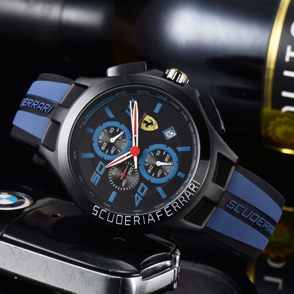 Pilota EVO Ferrari Hollow Fashion Design Stainless Steel Case Rubber Strap Men 's Watch Rui Watch ys