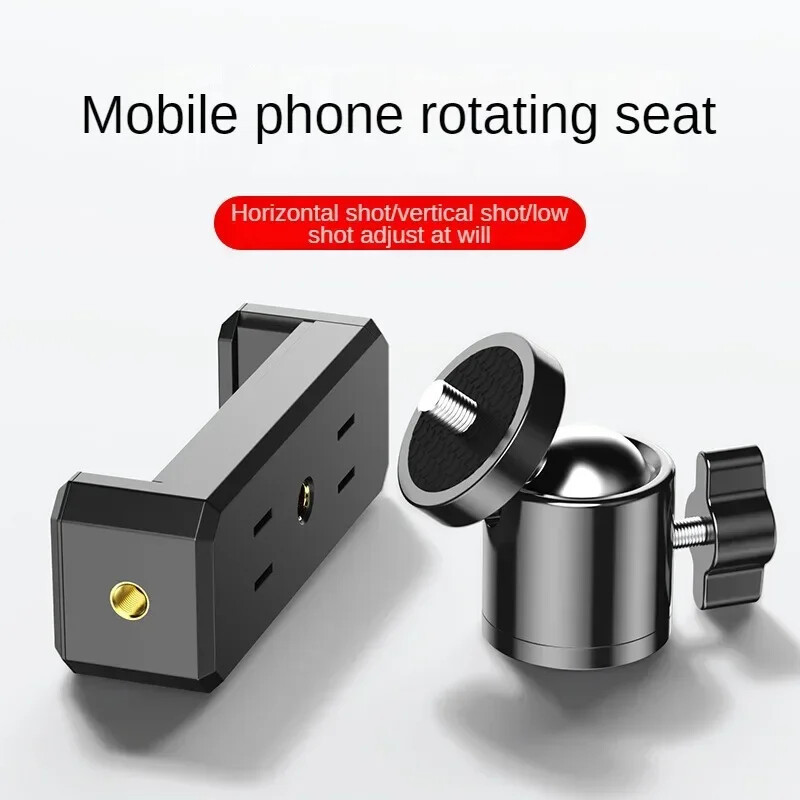 Universal Tripod Mount CellPhone Holder Clip Stand 1/4 Screw Ball Head Adapter 360 Rotate Camera Bracket