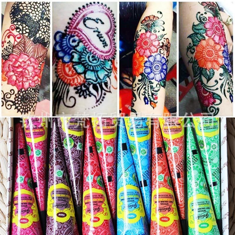 Golecha Color Set HENNA TATTOO HENNA Hannah ครีมทาเล ็ บมือชั ่ วคราว TATTOO