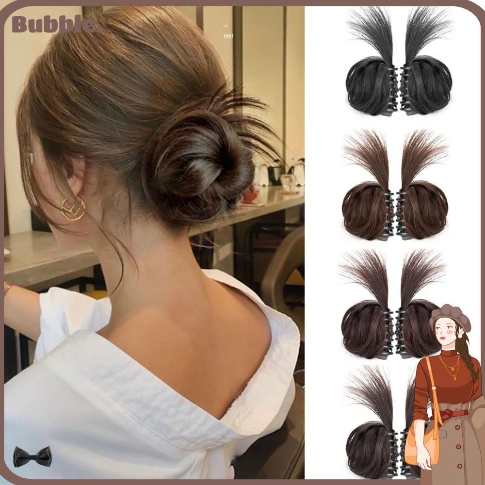 Bubble Little Hair Bun, Messy Wrap รอบบุญผมคู่, Sweet Cool Low Claw สังเคราะห์ Hairtail Extension Graft คลิปผู้หญิง