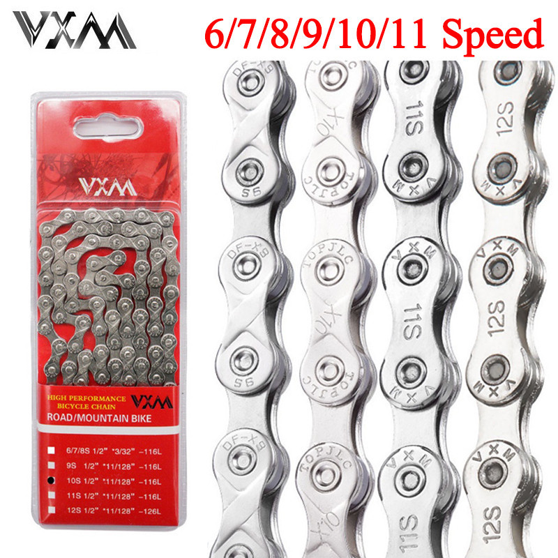 Vxm โซ่ป้องกันสนิมชุบ 6 7 8 9 10 11 12 ความเร็วจักรยานโซ่จักรยานสีเงิน Basic 116 126 Links Quick Link SHIMANO HG53 HG54 HG601 M6100