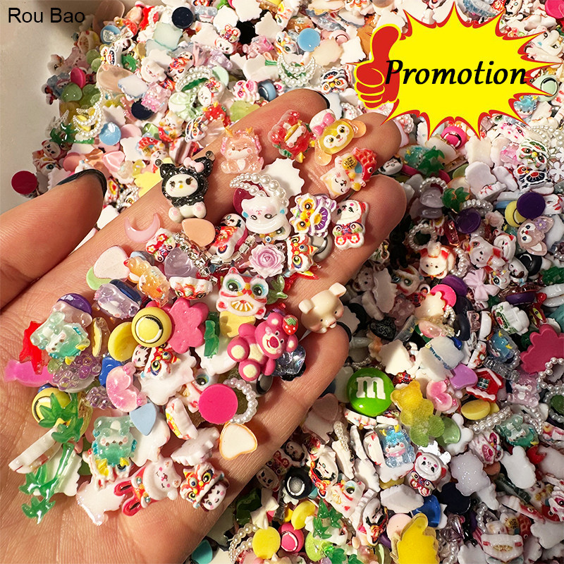 SANRIO เล็บพลาสติก 10 กรัม ตกแต่งด้วยโบว์ ซานริโอ หมี หลายสไตล์ผสมกับเล็บผู้หญิงน่ารัก 3ง งIY ตกแต่ง