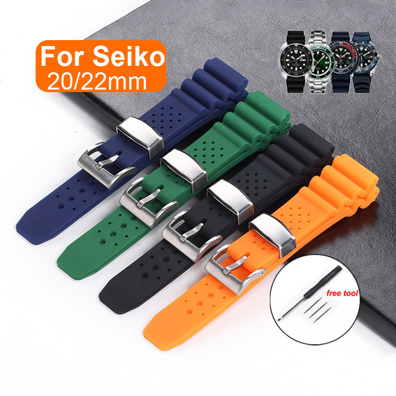 ยางซิลิโคนนาฬิกาสําหรับ ไซโก้ SKX007 009ดําน้ํา007วง20มิลลิเมตร22มิลลิเมตรน้ําผีนุ่มสร้อยข้อมือผู้หญิงผู้ชายสากลนาฬิกาอุปก