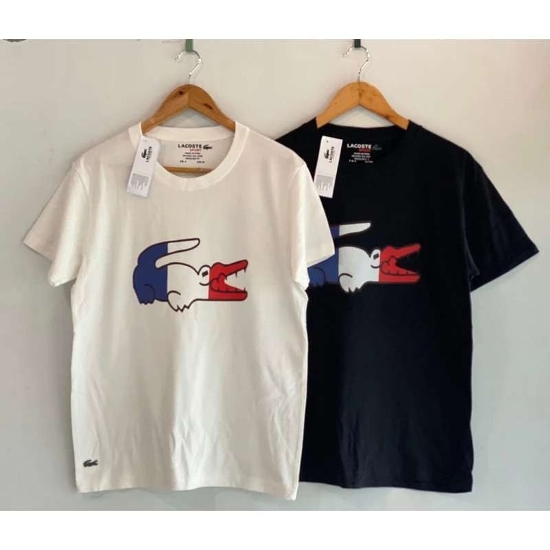 ในสต็อกด้านบน LA ฤดูใบไม้ผลิ/ฤดูร้อนใหม่แฟชั่นและสบายๆผ้าฝ้ายแท้ tricolor โลโก้จระเข้พิมพ์เสื้อยืดแขนสั้นขนาดใหญ่คอปกและแท็ก XS-3XL ทั้งชายและหญิง wo