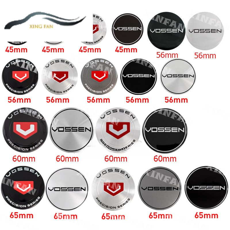 4 ชิ้น/ล็อต 45 มม.56 มม.60 มม.65 มม.VOSSEN PRECISION SERIES รถศูนย์ล้อ Hub Cap สติกเกอร์ป้ายสัญลักษณ์สติกเกอร์รูปลอก