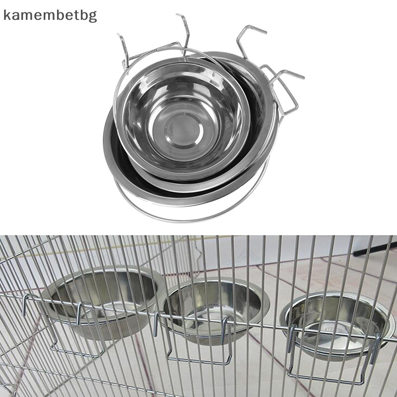 Kamembetbg สแตนเลสสัตว ์ เลี ้ ยงแขวนชามให ้ อาหารสุนัขแมวนกแก ้ วอาหารกรงน ้ ําถ ้ วย Th