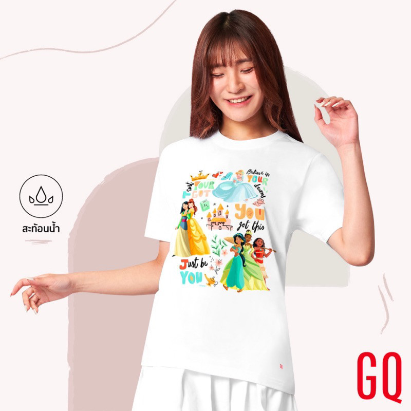 [100% Cotton] GQ Disney T-shirt - Princess Collection เสื้อยืดสะท้อนน้ำ