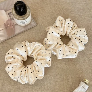 1 ชิ ้ นสีขาวจุดโบว ์ สแควร ์ ผมผูกเชือกผม Scrunchies ยางหางม ้ าผมอุปกรณ ์ เสริมสําหรับสาวน ่ ารัก