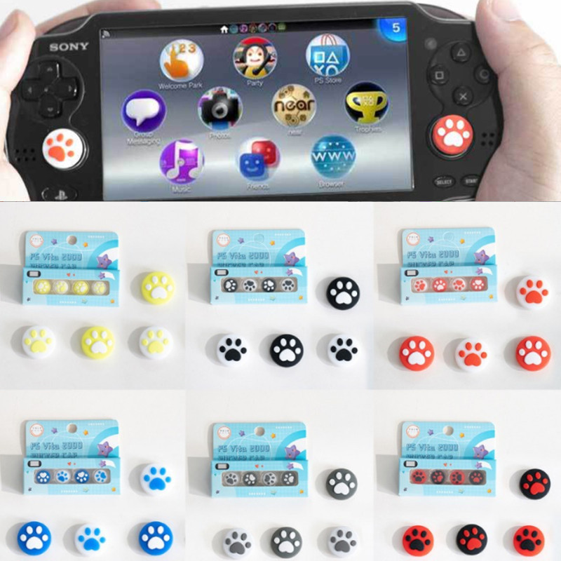 4pcs ซิลิโคน Soft Thumb Stick Grip Cap จอยสติ๊กสําหรับ Sony PlayStation Psvita PS Vita PSV 1000 ไขมัน/2000 Slim Protector กรณี