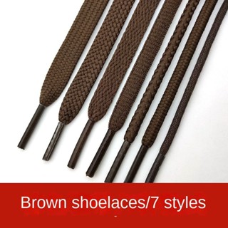 เชือกผูกรองเท้าสีน้ําตาลแบนรูปไข่มาร์ตินรองเท้าหลวมรองเท้าผ้…