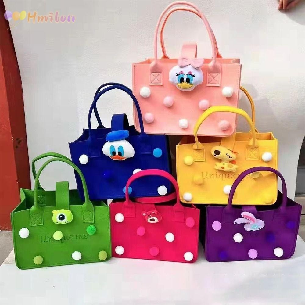 Hmilon Candy Color Handbags, Strawberry 6Colors Shopping Bag, Felt Cosmetic Bag Bear Bag Felt Bag