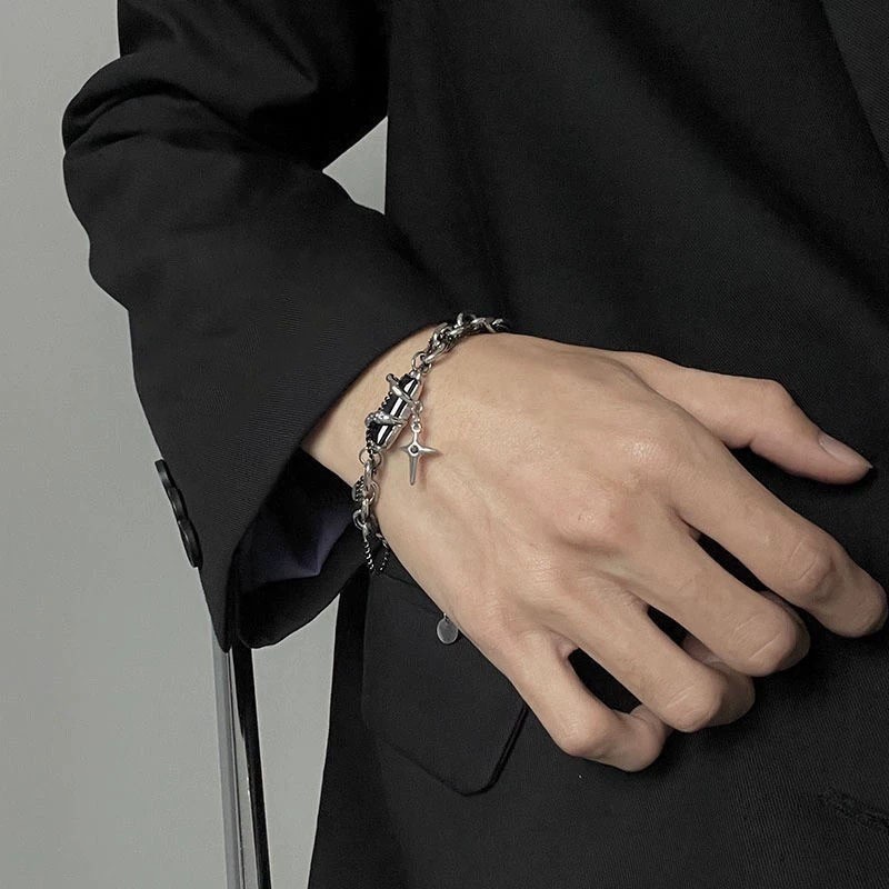 จี้อัญมณีสีดําโซ่มือ-ข้ามหนามสร้อยข้อมือหนาม-เครื่องประดับเครื่องประดับ-ของขวัญวันวาเลนไทน์-โกธิค,พังก์,เกาหลี อิน - รูปที่ 2