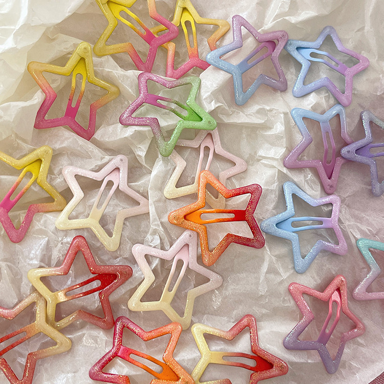 1 ชิ้น 4 ซม.สีลูกกวาดน่ารัก Jelly Star INS Hairpin ด้านข้าง Bangs ผมหัก Duckbill คลิป