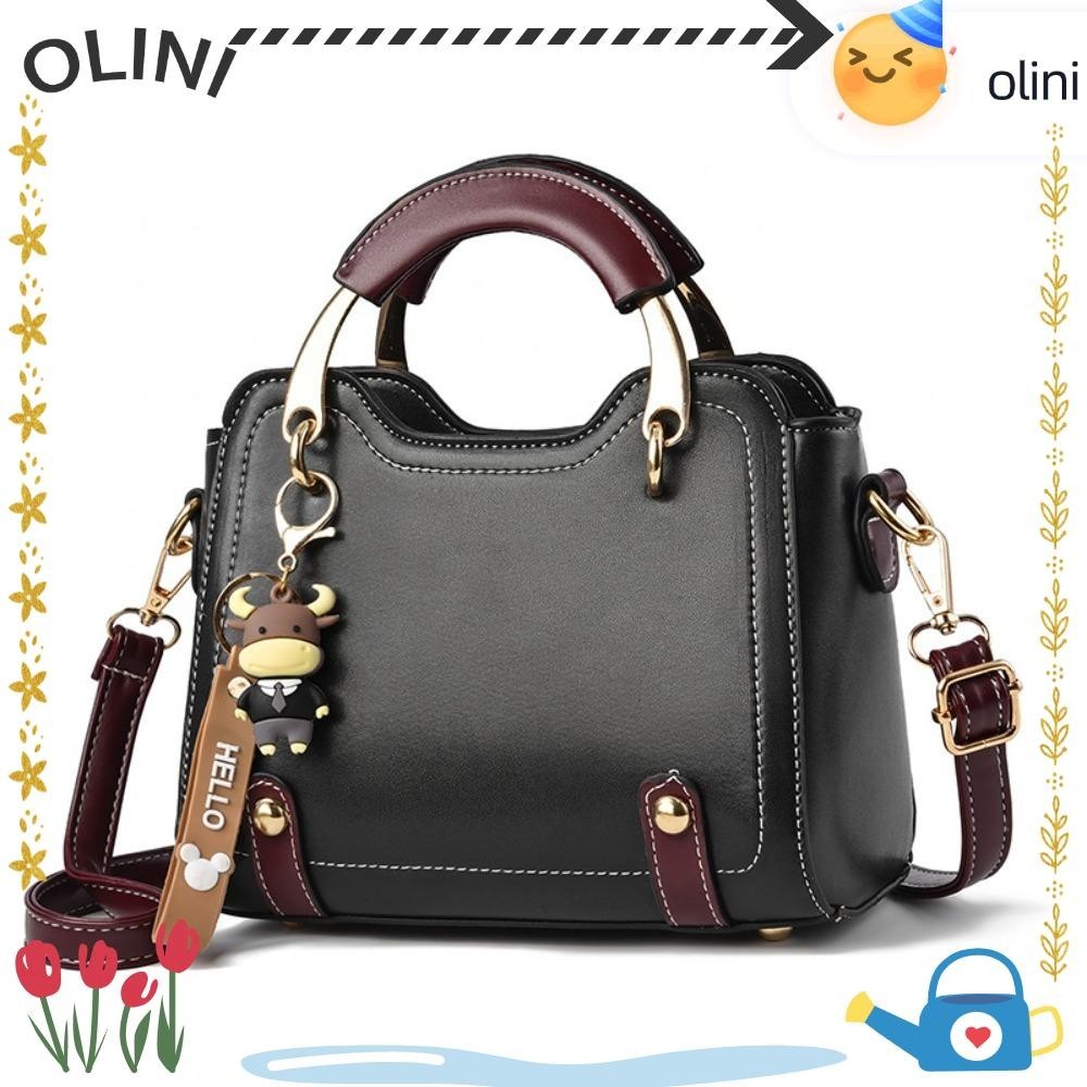 Olini กระเป๋าสี่เหลี่ยมเล็ก กระเป๋าสะพายความจุขนาดใหญ่ PU กระเป๋าแฟชั่น Messenger กันน้ํา