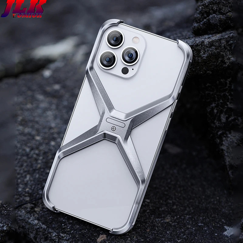 [JLK] อลูมิเนียมอัลลอยด์ X ประเภทที่ถอดออกได้เคสโทรศัพท์ไร้ขอบสําหรับ iPhone 13 14 15 Pro Max โลหะกระจายความร้อนกันกระแทกฝาครอบ Funda