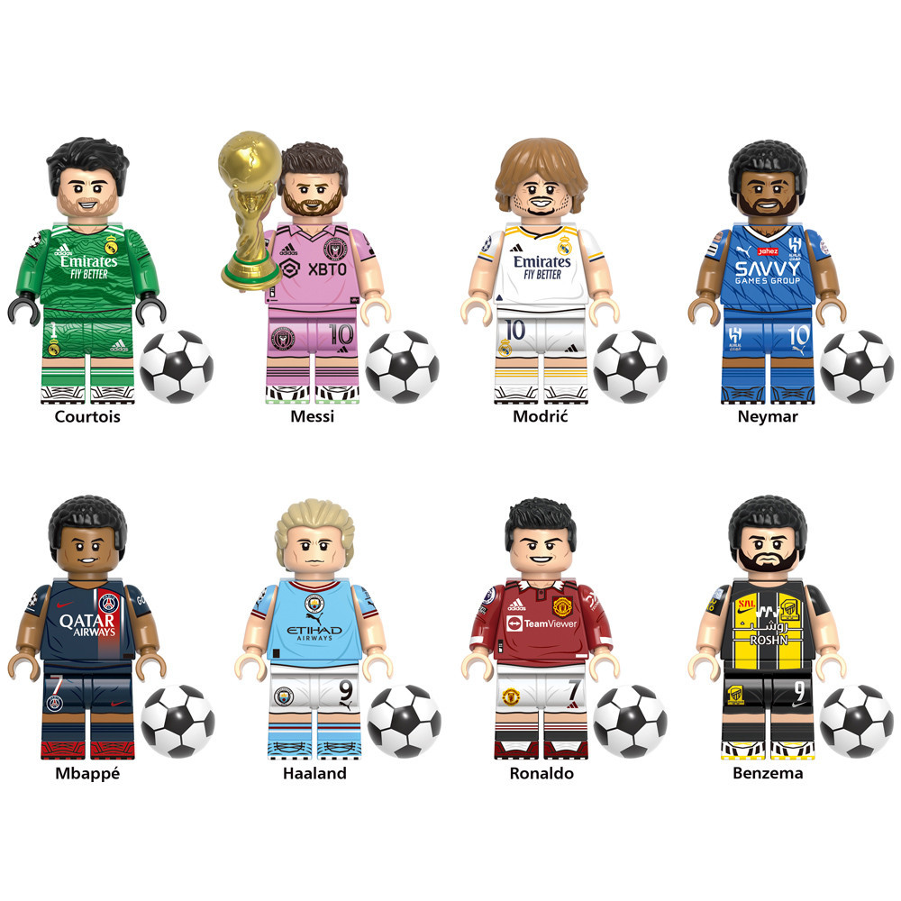 G0163 Benzema Neymar Haaland Mbappe Ronaldo Messi World Football Player Building Block รูปของเล ่ น