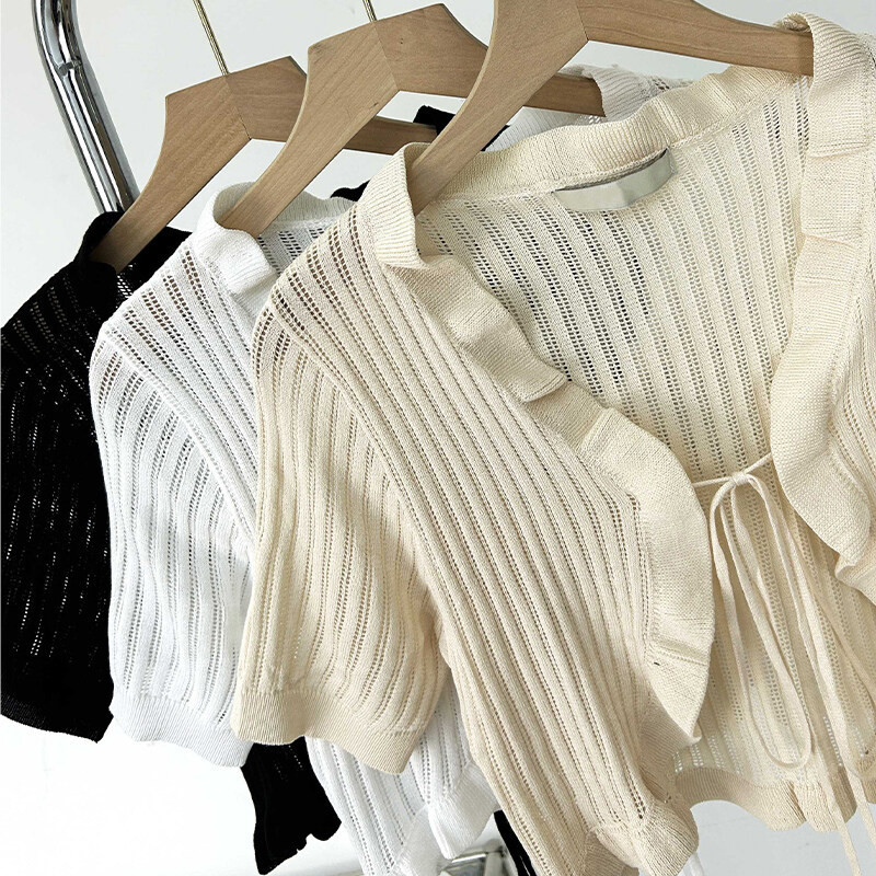 Gakki เสื้อคาร์ดิแกนคลุมไหล่กันแสงกันแดดแขนสั้นผู้หญิงผ้าตัวสั้นขนาดเล็ก ผ้านิ่มใส่สบาย ฟรีไซส์ พร้อมส่ง 2101#