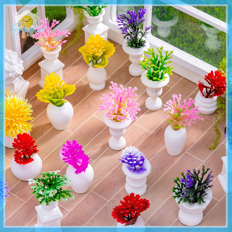 [InthehotT] 1:12 Dollhouse Miniature Flowerpot s Model Garden Decor Toy Micro Landscape Doll House Accessories [ใหม่]