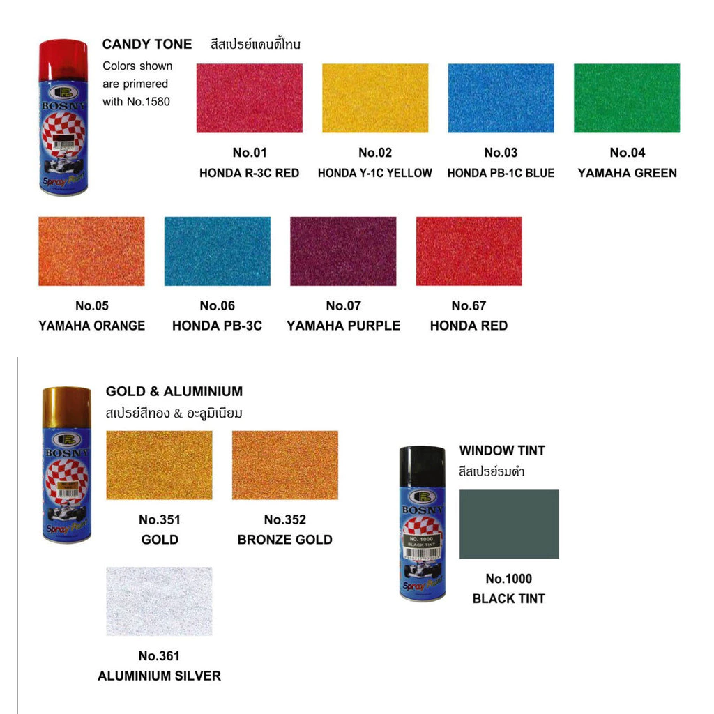 สีสเปรย์ประกายมุก Perl Metalic Bosny เมทัลลิค 400cc รองพื้นด้วย เบอร์ 1580 สเปรย์ ขาวมุก