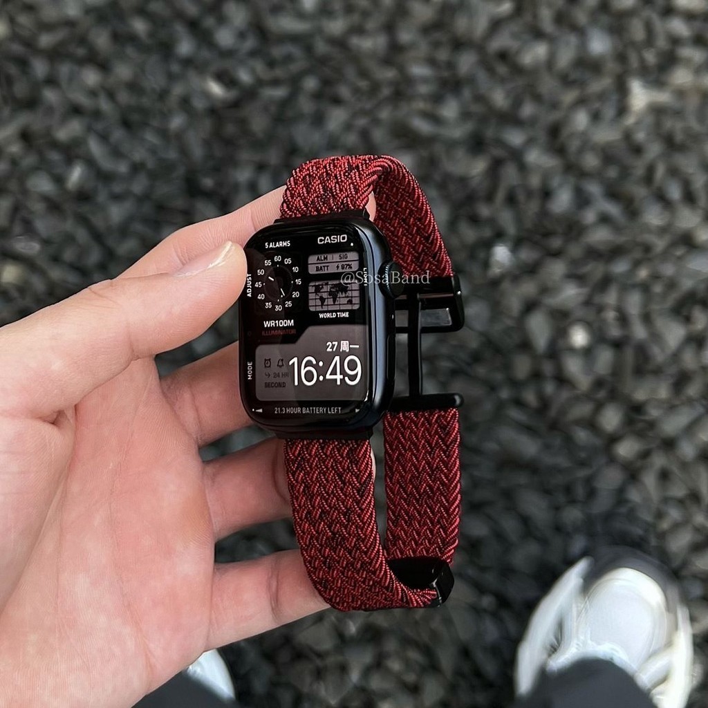 Simple Nylon Braided Magnetic เข้ากันได้กับสาย Apple Watch AppleWatch987SE216 ผู้ชายผู้หญิงฤดูใบไม้ร