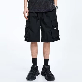 M-5XL กางเกงขาสั้นผู้ชาย ฤดูร้อนแฟชั่นหลวมขนาดบวกกางเกงขาสั้นคาร์โก้หลายกระเป๋าลำลอง