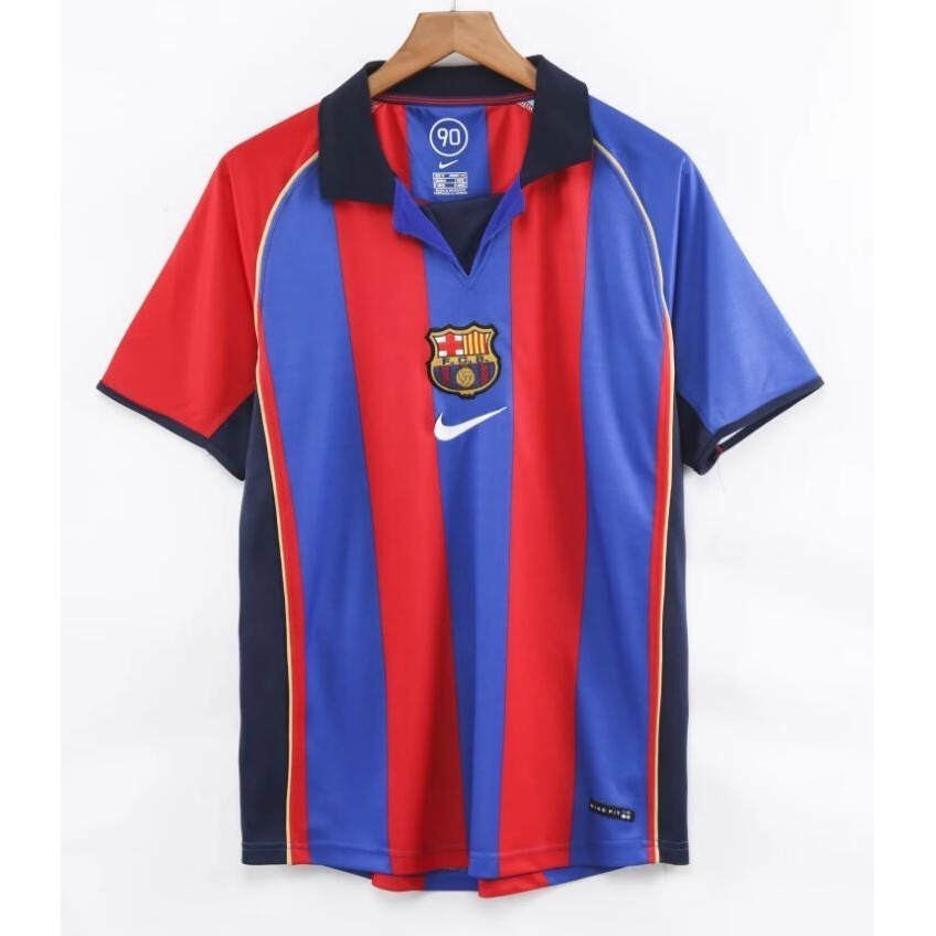 2001/2002 Barcelona Home Top Jersey Football คุณภาพสูงผู ้ ชายเสื ้ อแขนสั ้ น